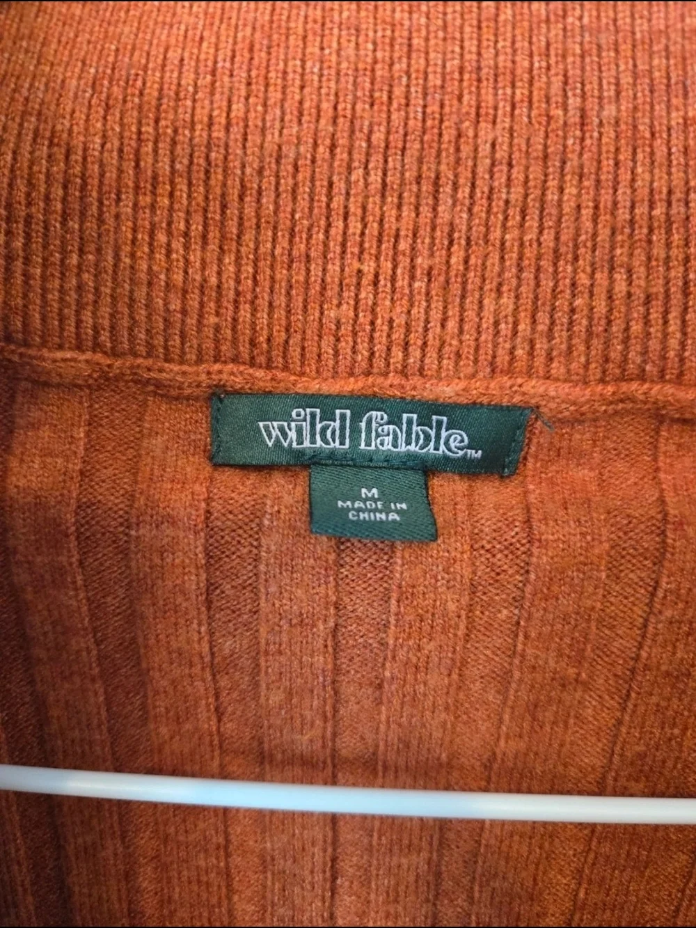 Ribbed Zip-Front Women's Sweater Jacket in Rust